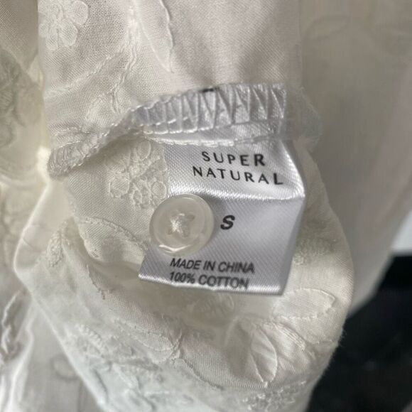 SUPER NATURAL BY SECRET MISSION SKIPE SHIRT EMBROIDERED WHITE DRESS SIZE S $425 - Picture 11 of 12